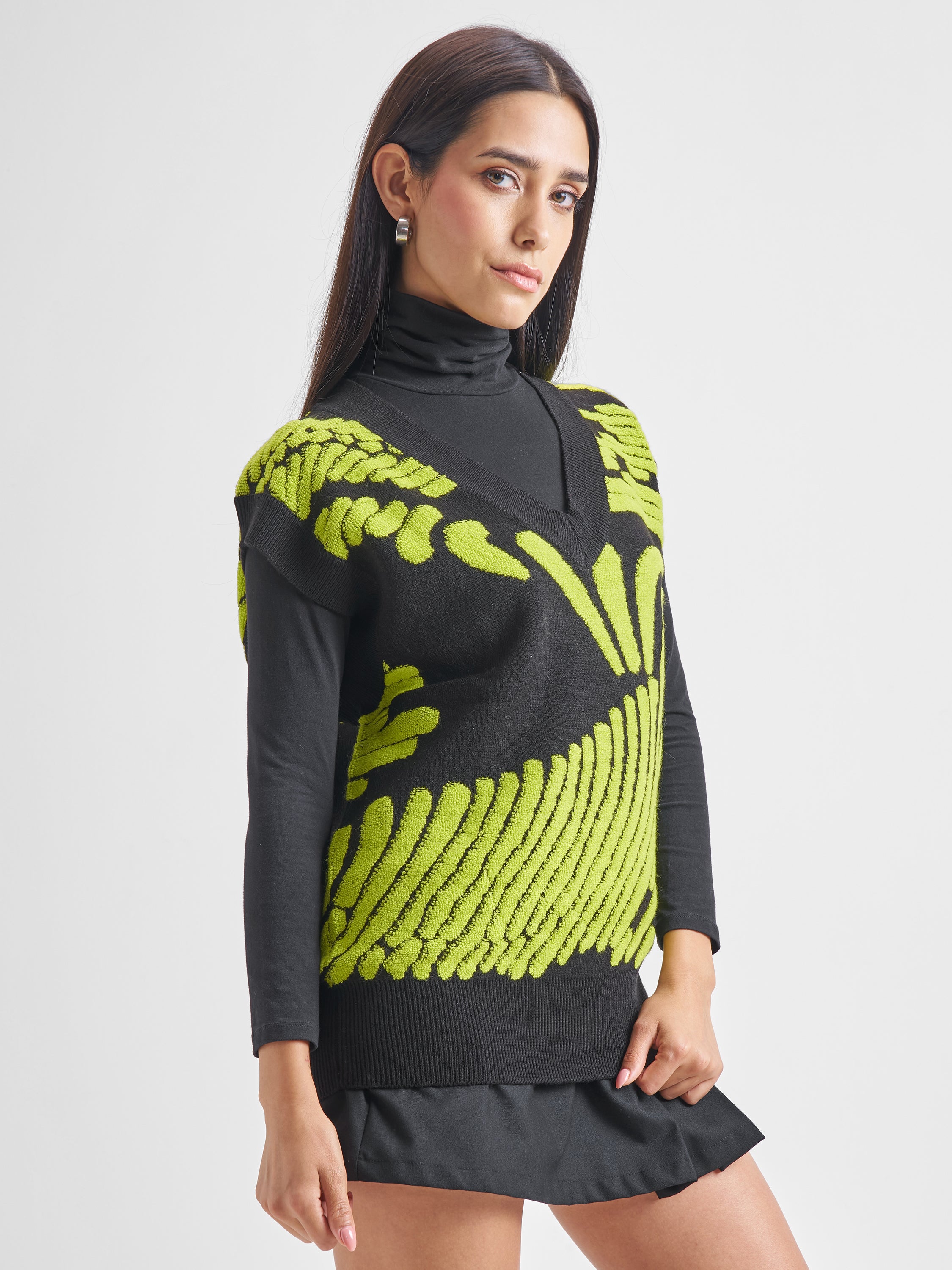 Tokyo Talkies Women Black V-Neck Sweatshirts - Black - Image 6