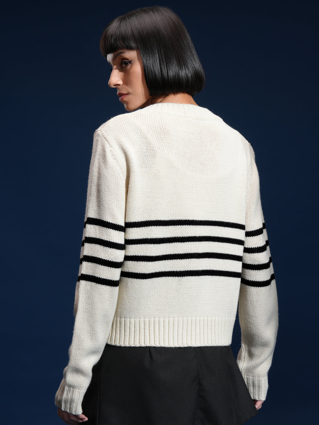 Tokyo Talkies Women White V-Neck Sweater - White - Image 3