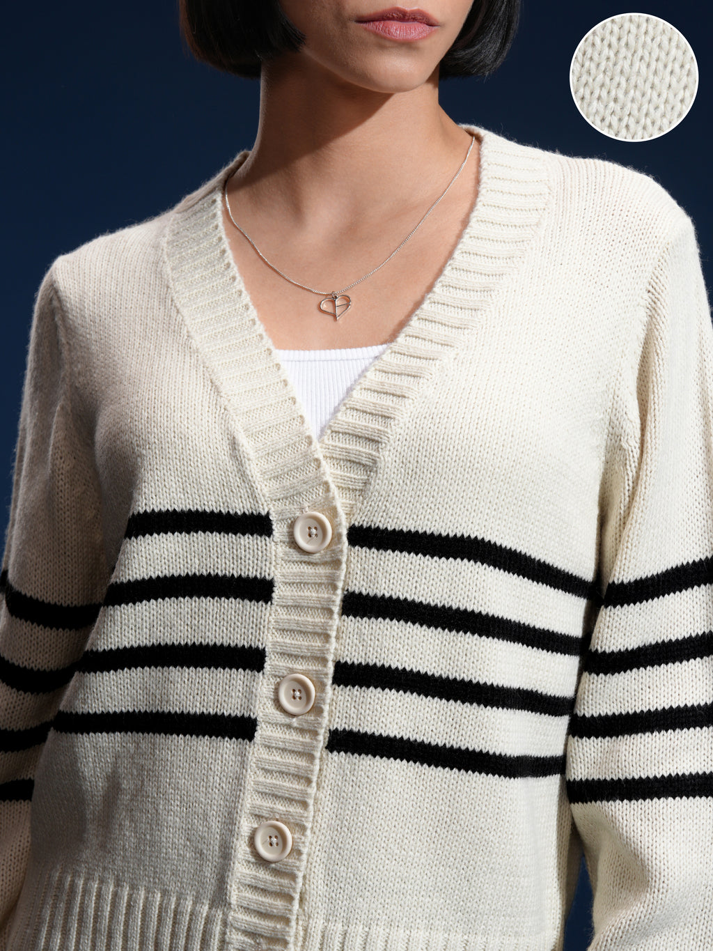 Tokyo Talkies Women White V-Neck Sweater - White - Image 5
