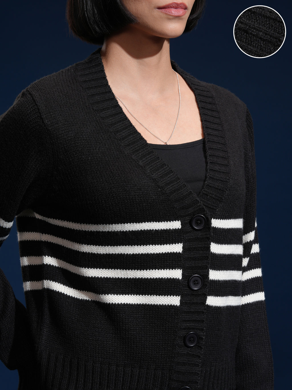 Tokyo Talkies Women Black V-Neck Sweater - Black - Image 5