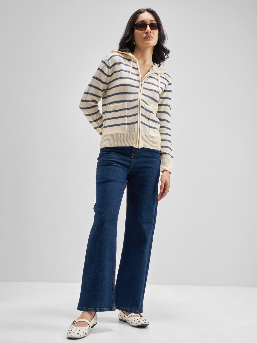 Tokyo Talkies Women Cream Hood Sweater - Cream - Image 2