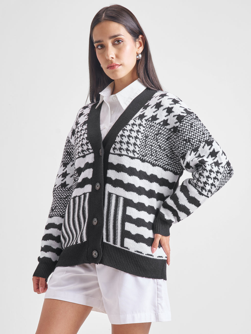 Tokyo Talkies Women Black V-Neck Sweater - Black - Image 4