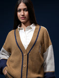 Tokyo Talkies Women Brown V-Neck Sweater - Brown - Image 1