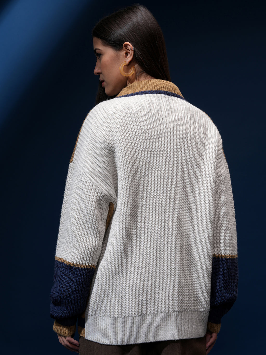 Tokyo Talkies Women Brown V-Neck Sweater - Brown - Image 3