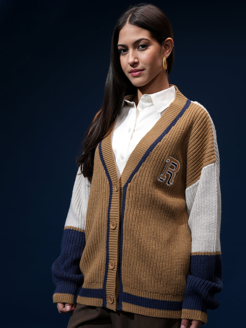 Tokyo Talkies Women Brown V-Neck Sweater - Brown - Image 4