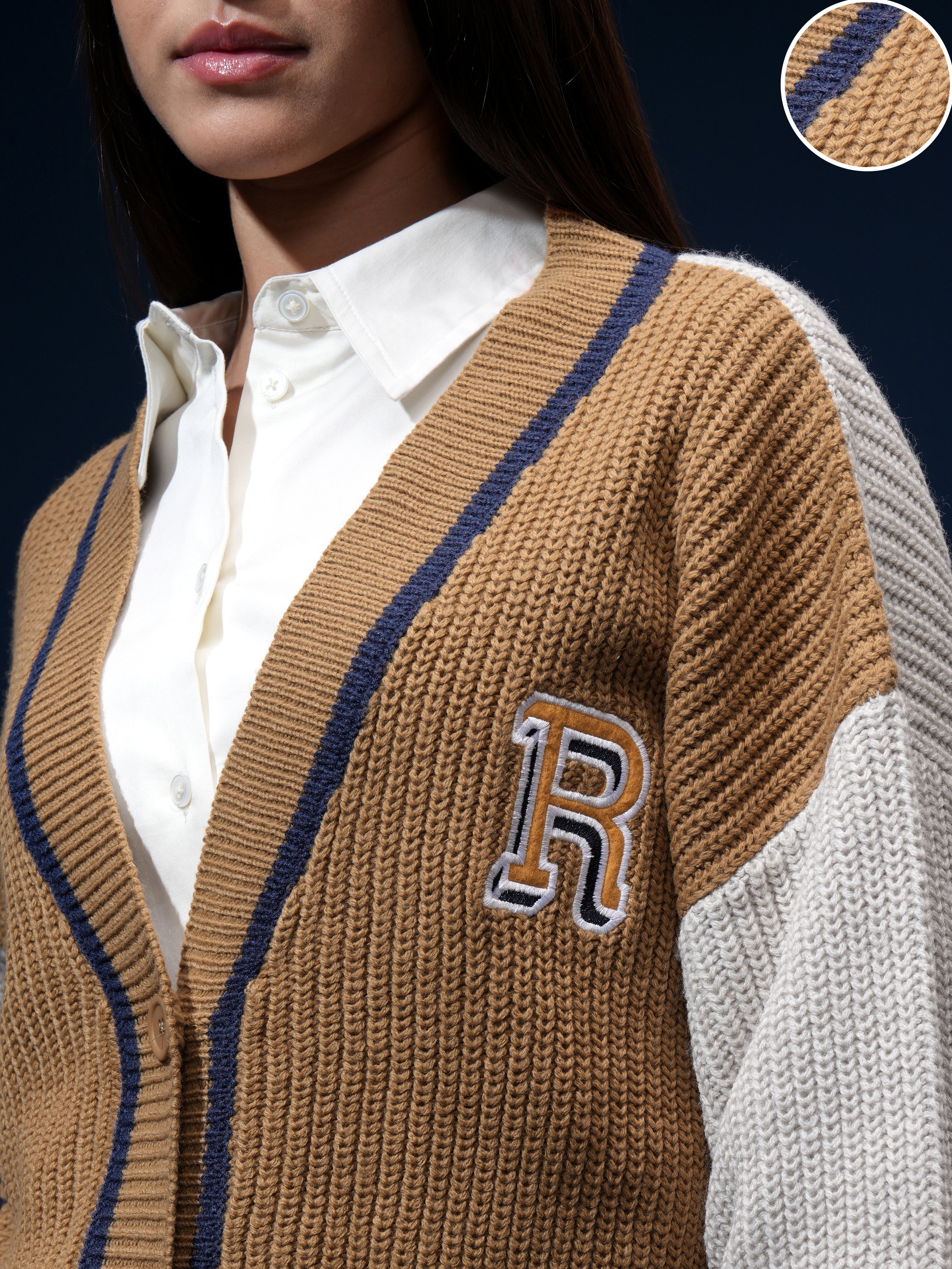 Tokyo Talkies Women Brown V-Neck Sweater - Brown - Image 5