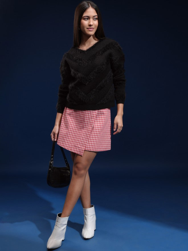 Tokyo Talkies Women Black Round Neck Sweater - Black - Image 2