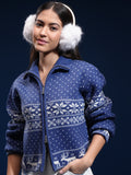 Tokyo Talkies Women Blue Turtle Neck Sweater - Blue - Image 1