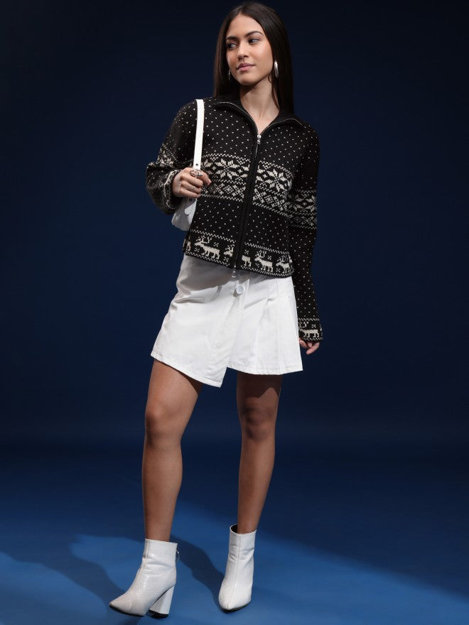Tokyo Talkies Women Black Turtle Neck Sweater - Black - Image 2