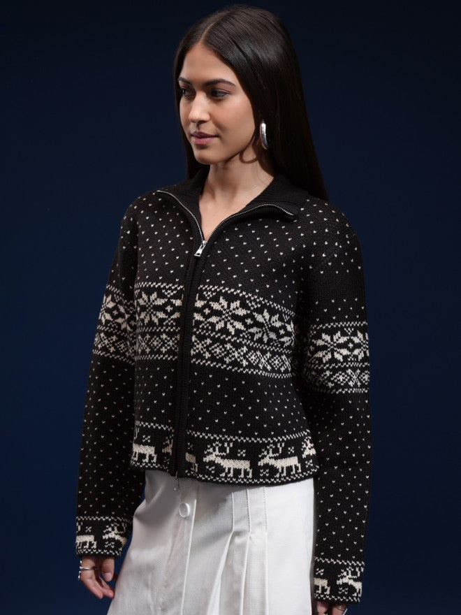 Tokyo Talkies Women Black Turtle Neck Sweater - Black - Image 4