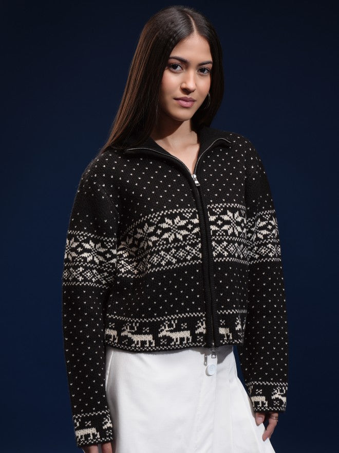 Tokyo Talkies Women Black Turtle Neck Sweater - Black - Image 6
