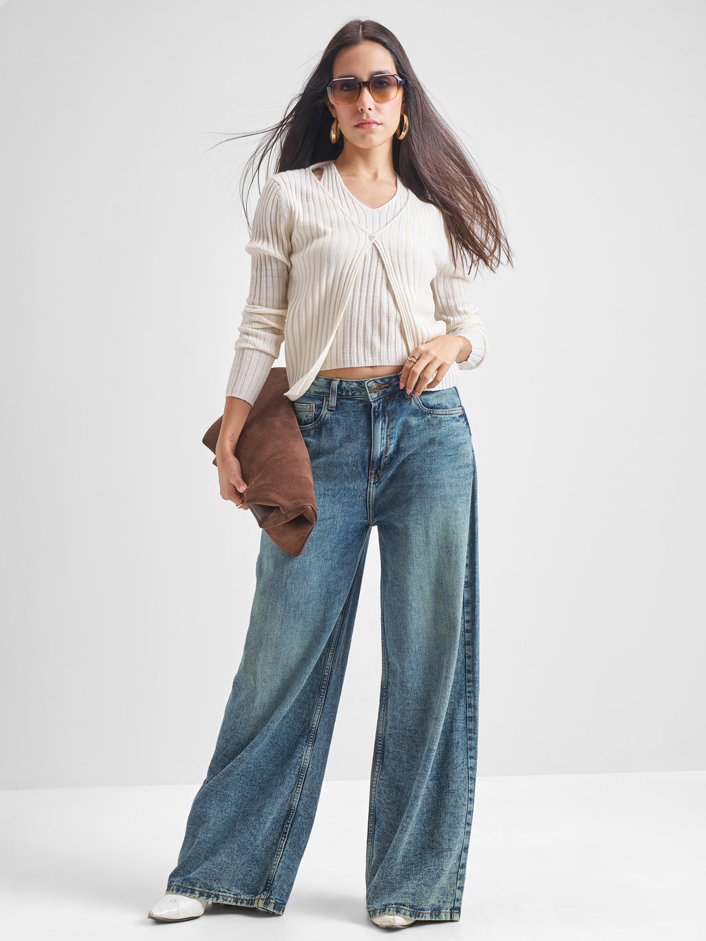 Tokyo Talkies Women Off White Round Neck Sweater - Off White - Image 2