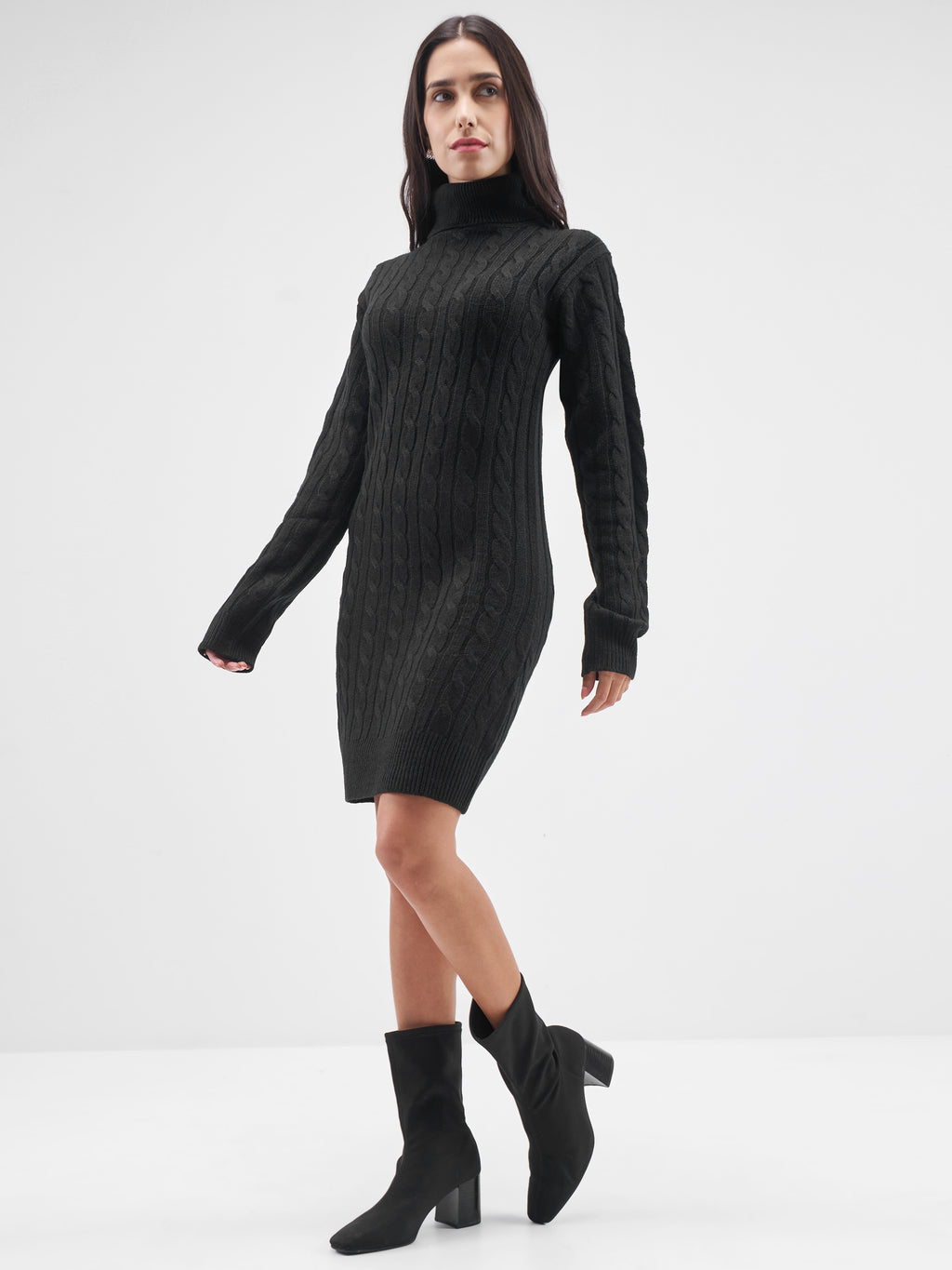 Tokyo Talkies Women Black Turtle Neck Sweater - Black - Image 2
