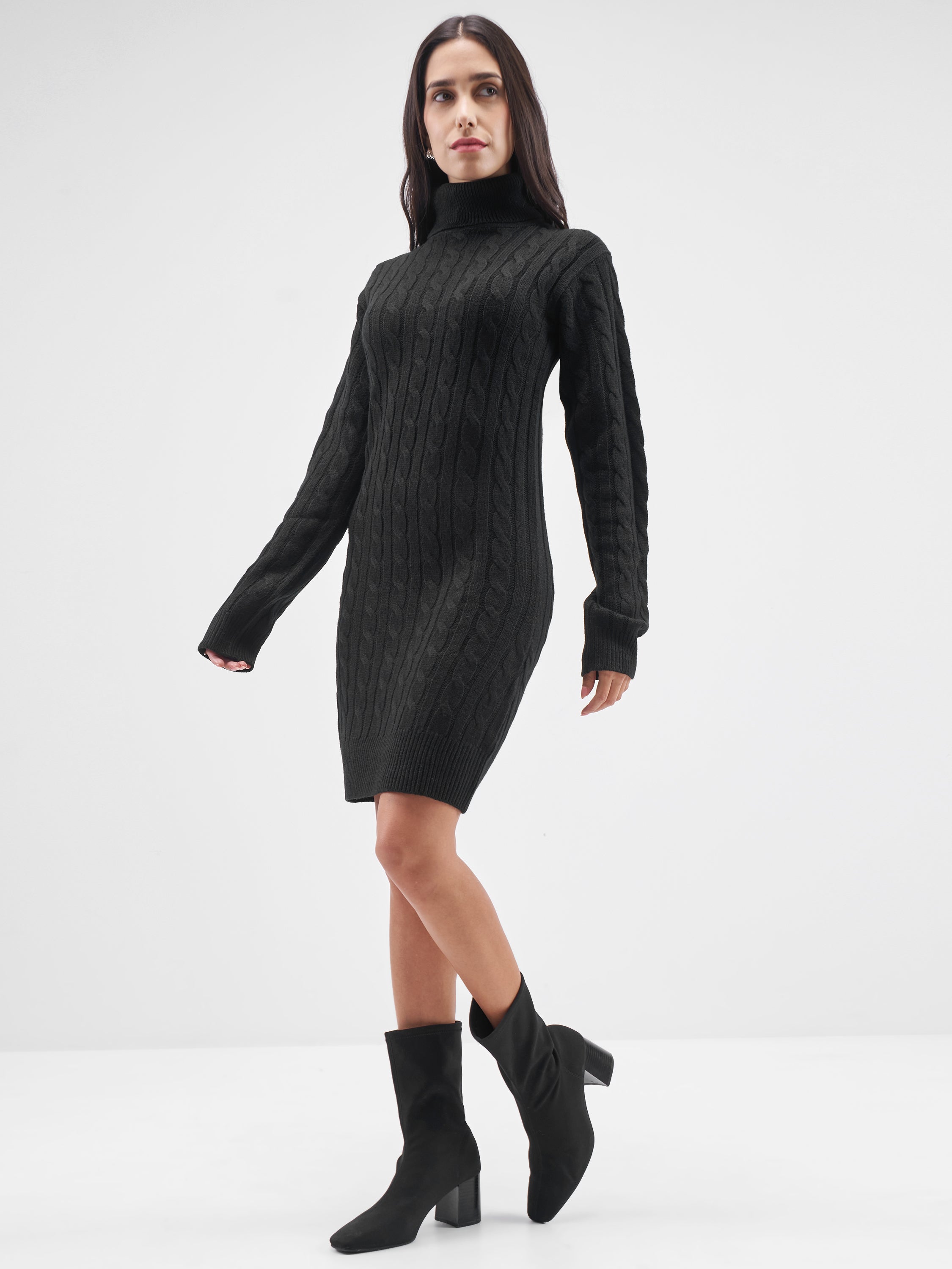 Tokyo Talkies Women Black Turtle Neck Sweater - Black - Image 2