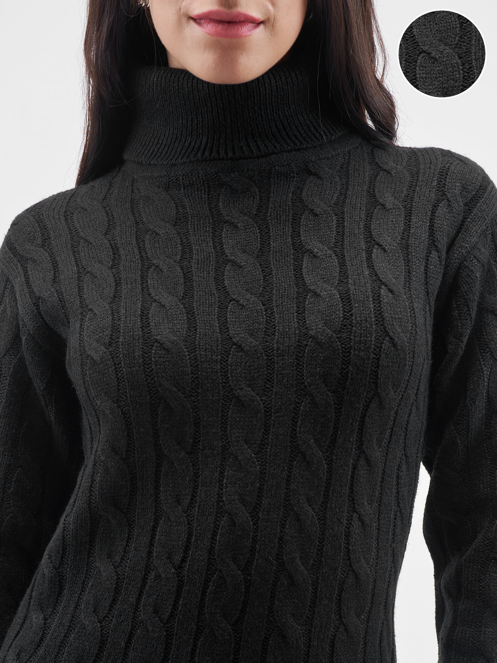 Tokyo Talkies Women Black Turtle Neck Sweater - Black - Image 5