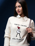 Tokyo Talkies Women Off White Round Neck Sweater - Off White - Image 1