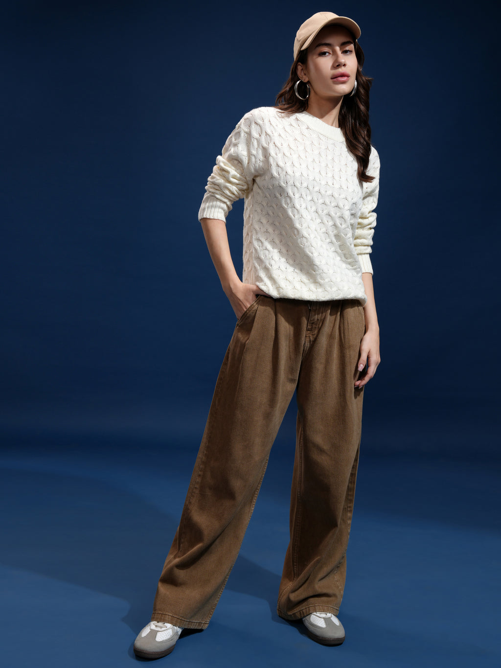 Tokyo Talkies Women Off White Round Neck Sweater - Off White - Image 2