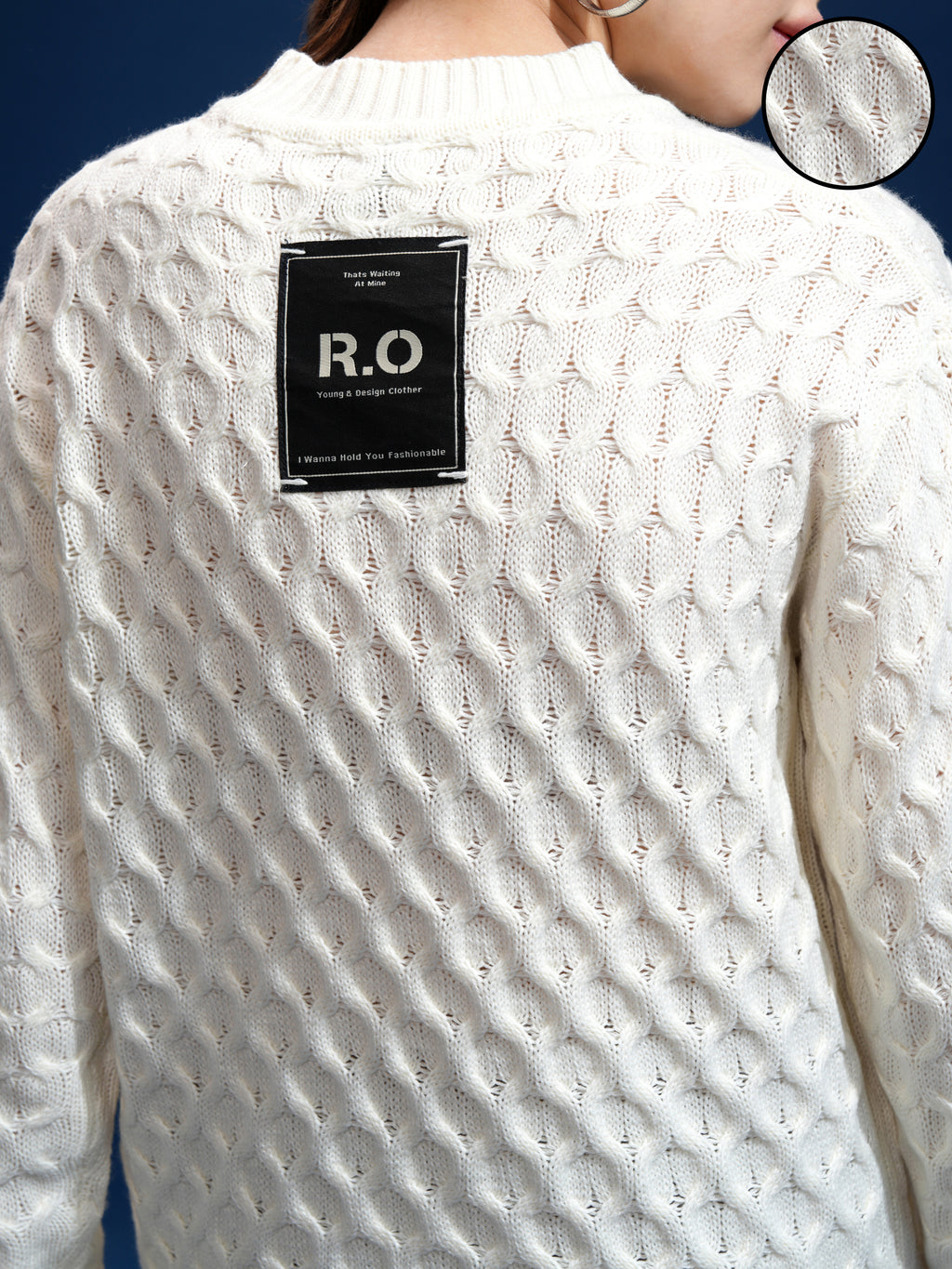 Tokyo Talkies Women Off White Round Neck Sweater - Off White - Image 5