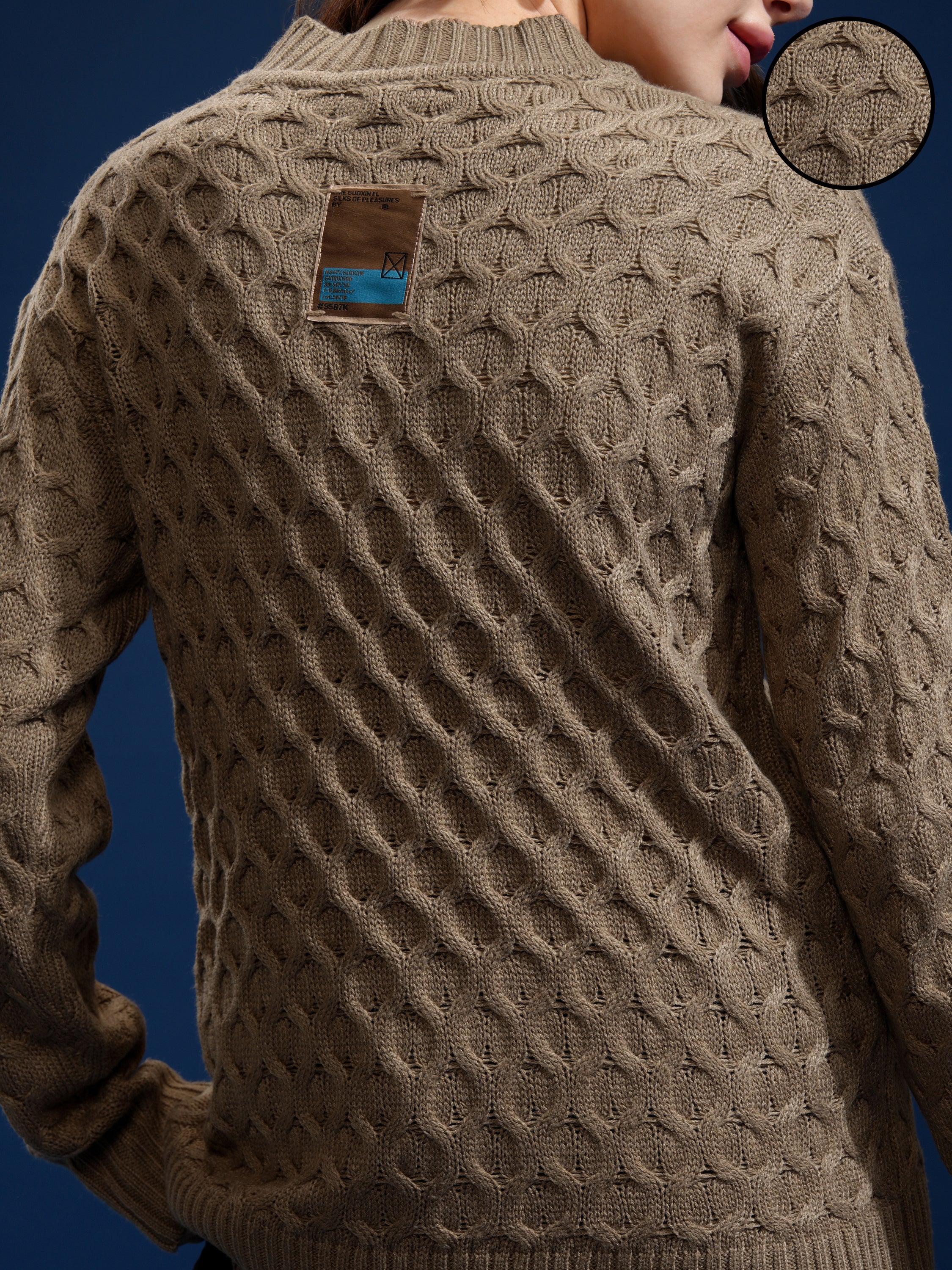 Tokyo Talkies Women Brown Round Neck Sweater - Brown - Image 5