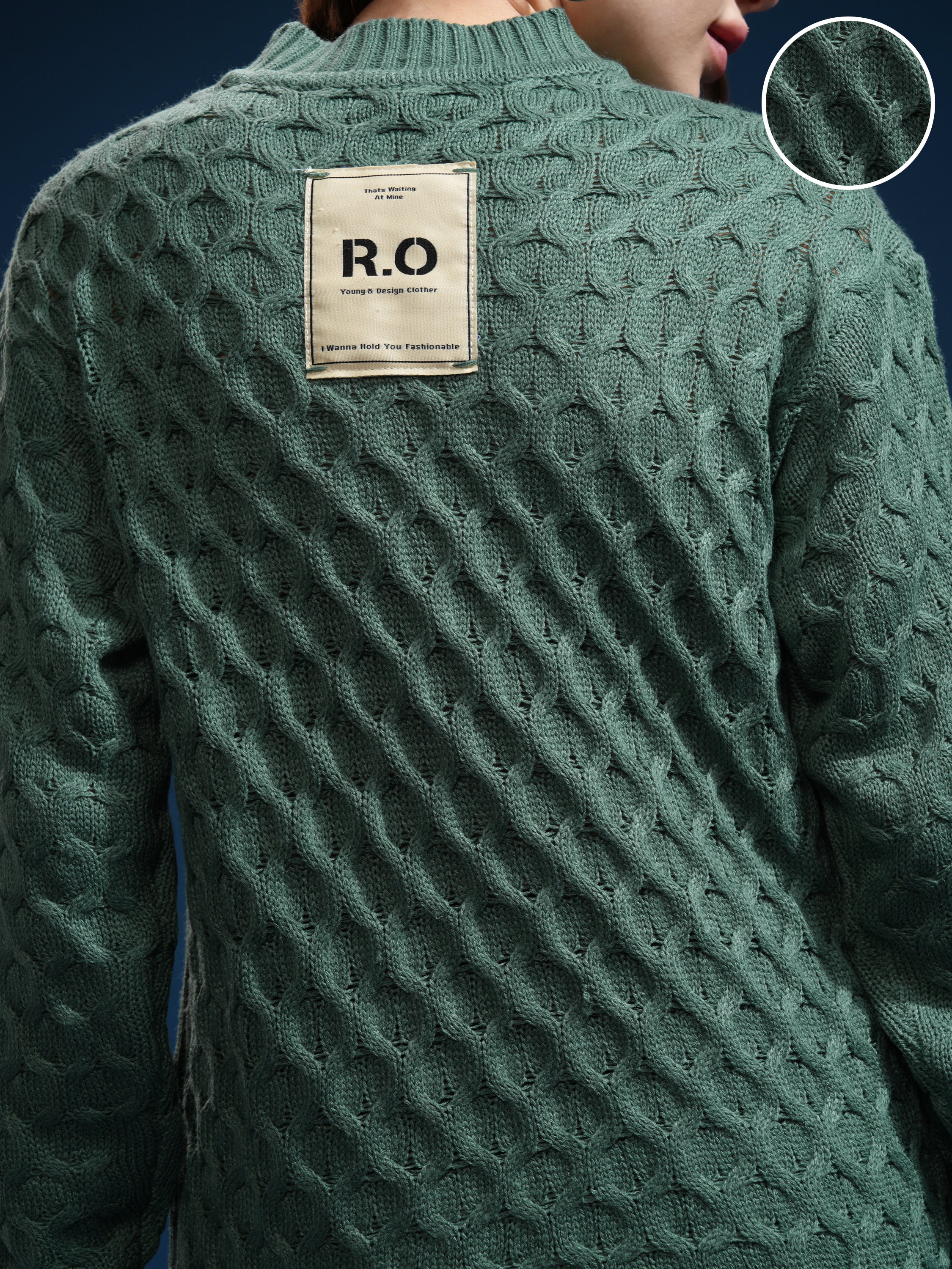 Tokyo Talkies Women Green Round Neck Sweater - Green - Image 5