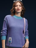 Tokyo Talkies Women Purple Round Neck Sweater - Purple - Image 1