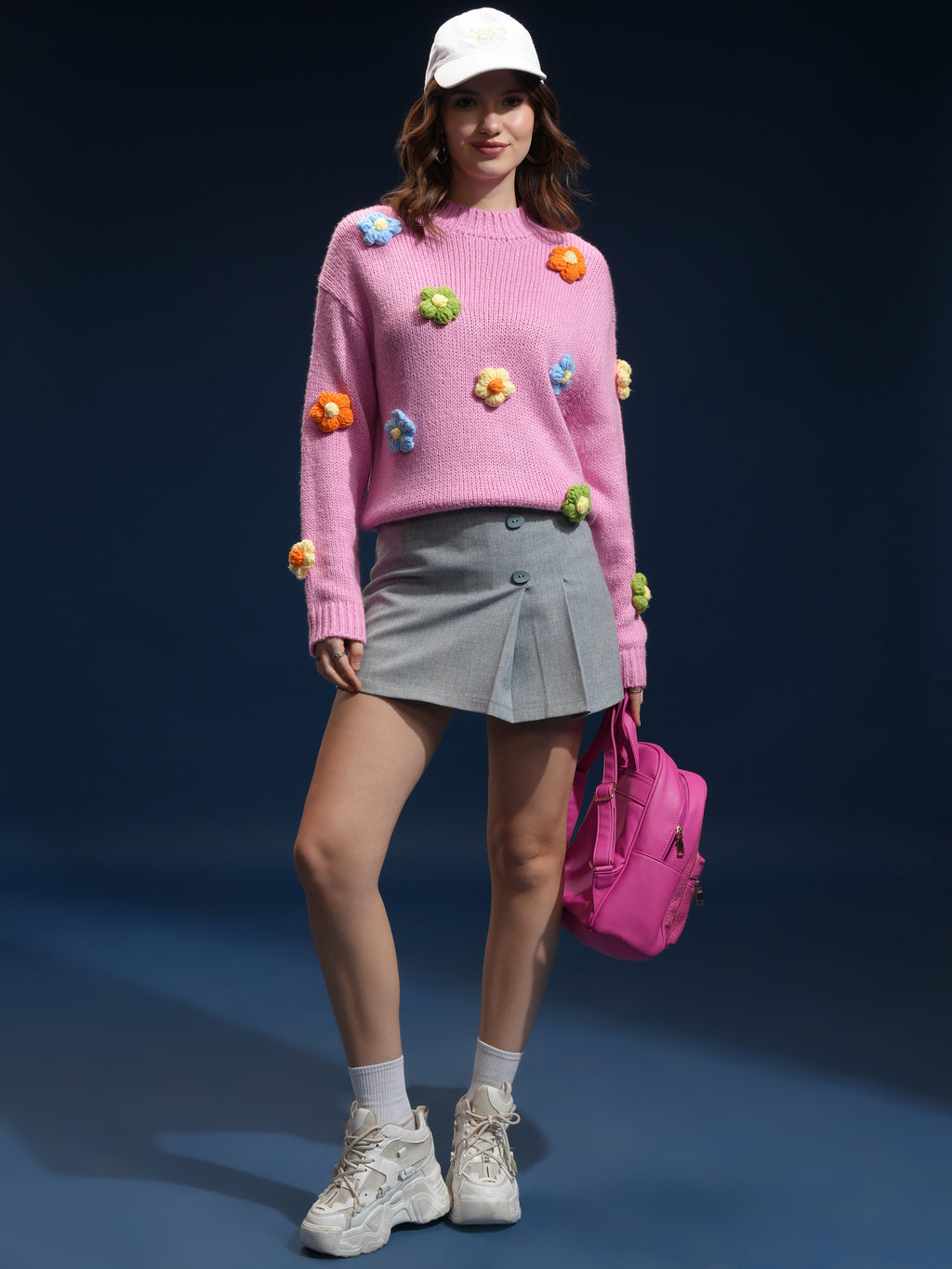 Tokyo Talkies Women Pink Round Neck Sweater - Pink - Image 2