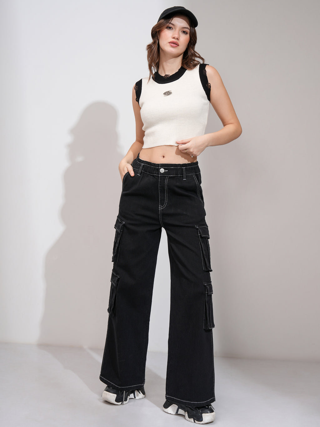 Tokyo Talkies Women White Round Neck Sweater - White - Image 2