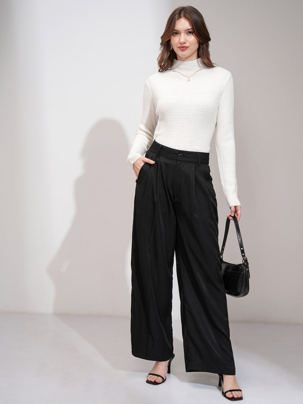 Tokyo Talkies Women Off White Turtle Neck Sweater - Off White - Image 2