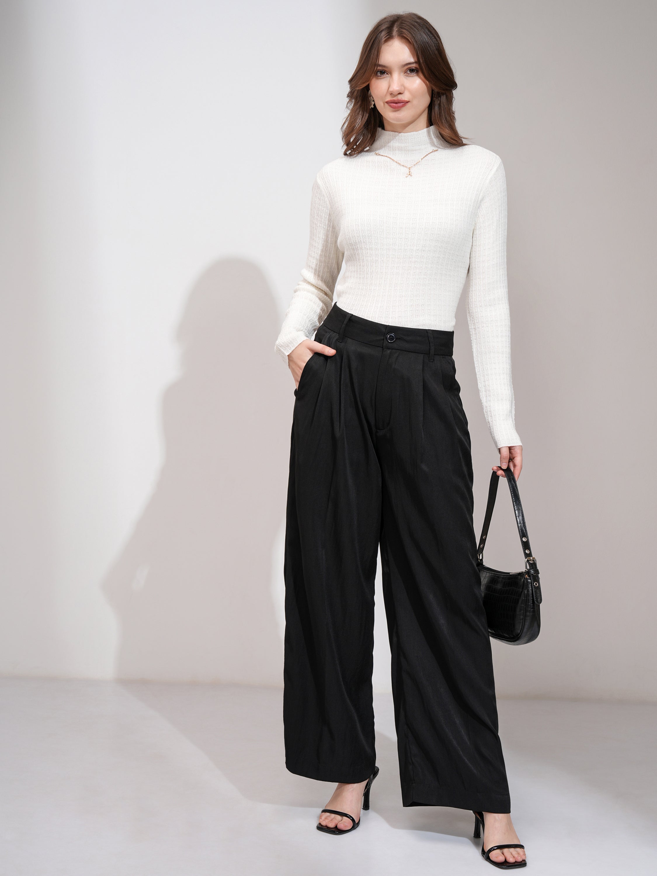 Tokyo Talkies Women Off White Turtle Neck Sweater - Off White - Image 2