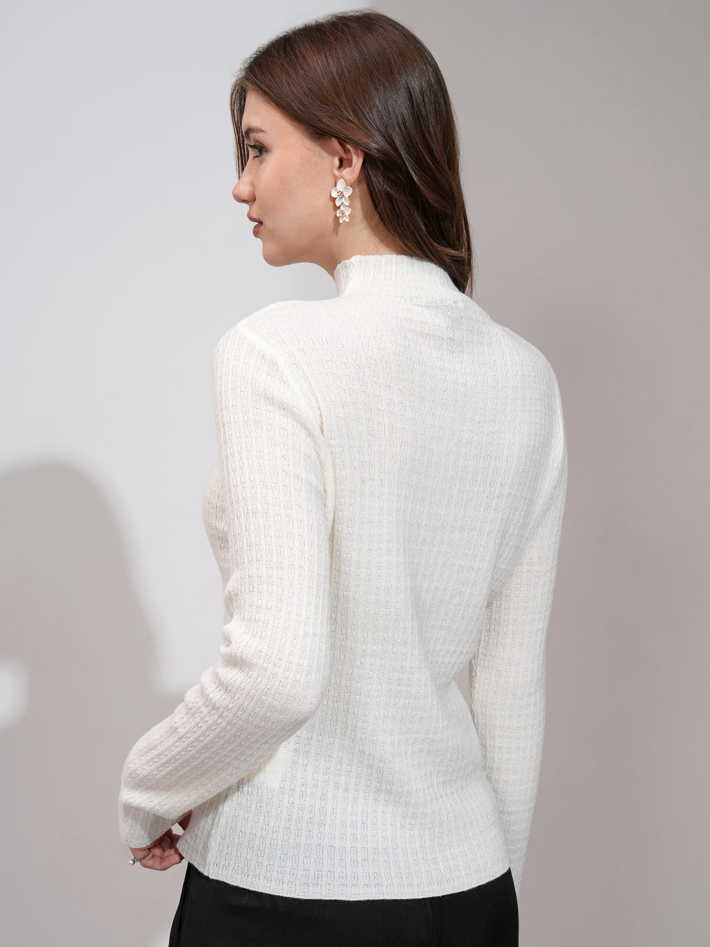 Tokyo Talkies Women Off White Turtle Neck Sweater - Off White - Image 3