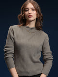 Tokyo Talkies Women Green Mock Collar Sweater - Green - Image 1