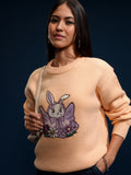 Tokyo Talkies Women Peach Round Neck Sweater - Peach - Image 1