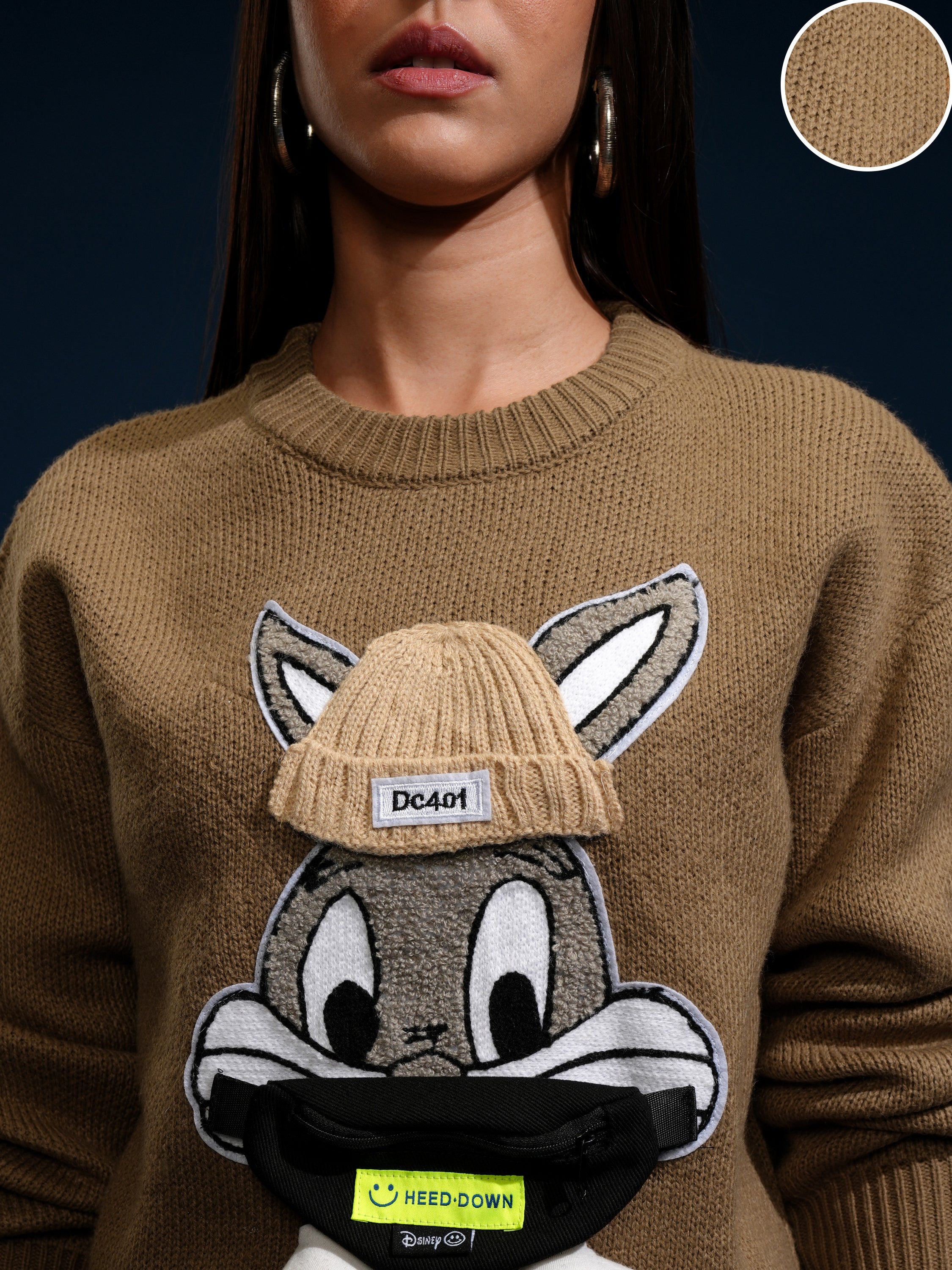 Tokyo Talkies Women Brown Round Neck Sweater - Brown - Image 5