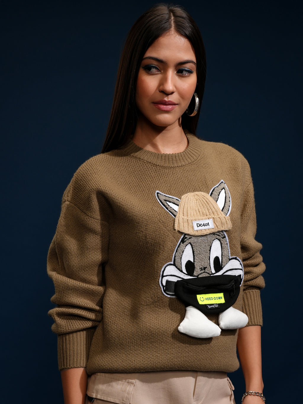 Tokyo Talkies Women Brown Round Neck Sweater - Brown - Image 6