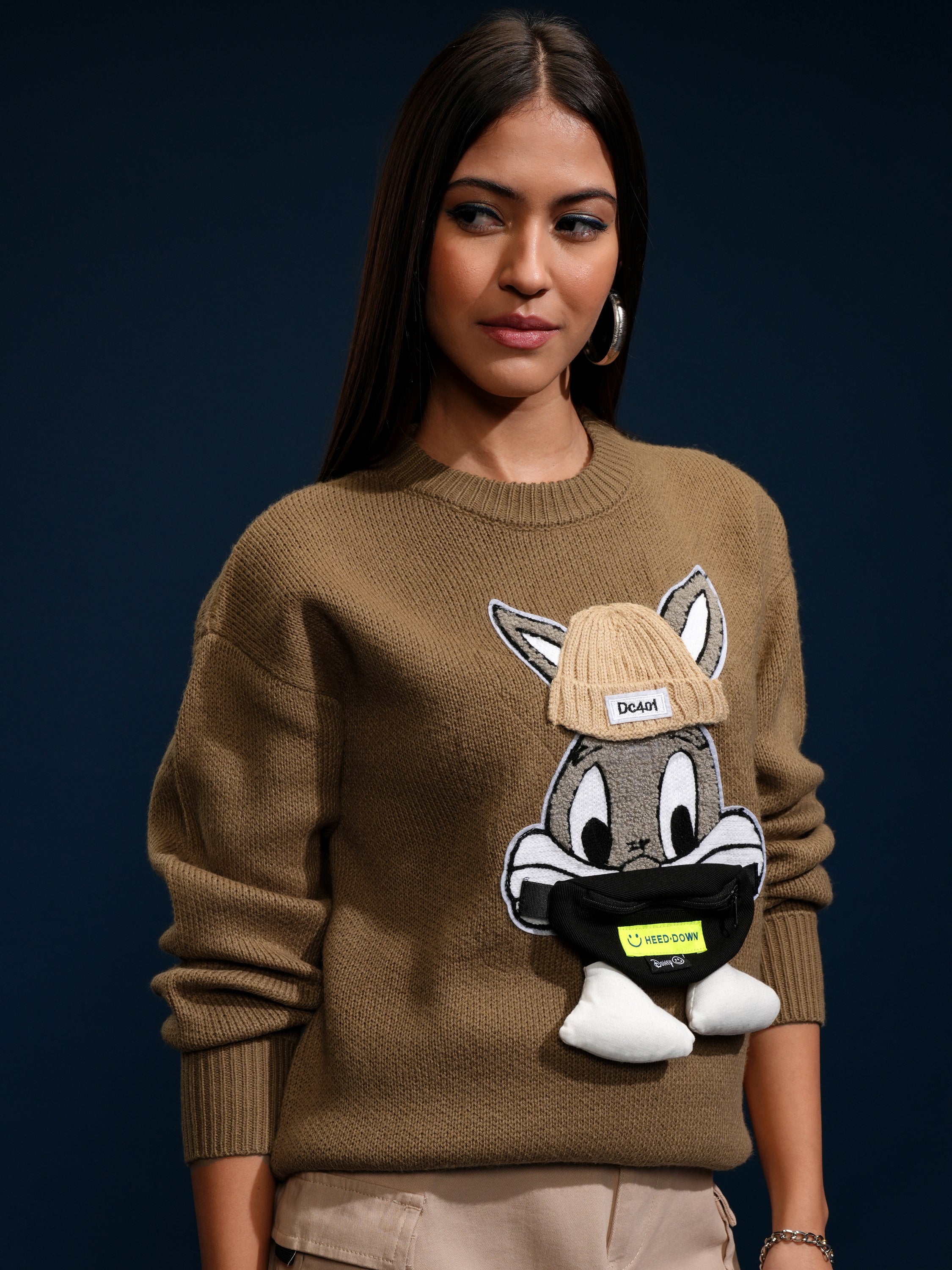 Tokyo Talkies Women Brown Round Neck Sweater - Brown - Image 6