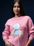 Tokyo Talkies Women Pink Round Neck Sweater - Pink - Image 1