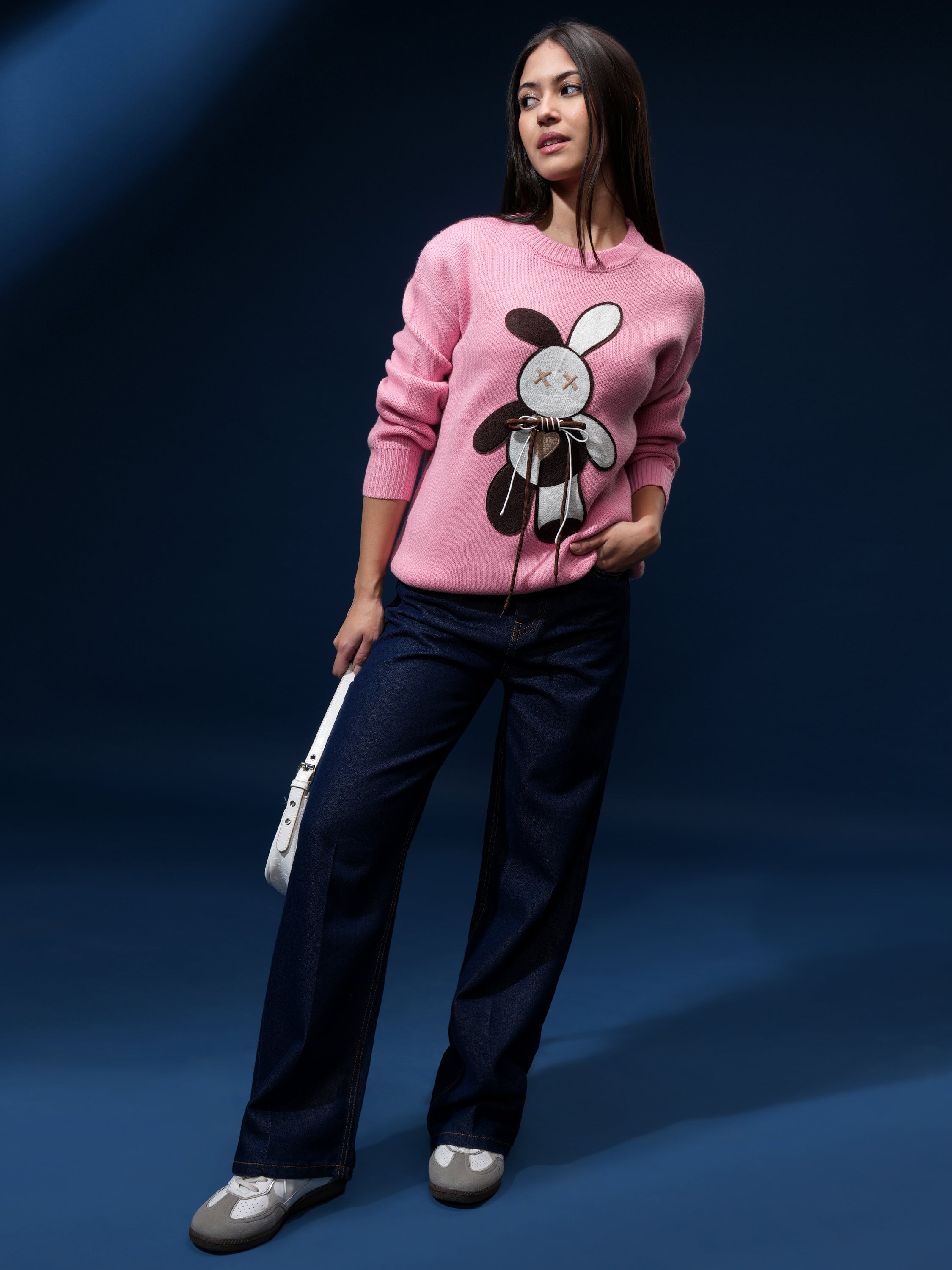 Tokyo Talkies Women Pink Round Neck Sweater - Pink - Image 2