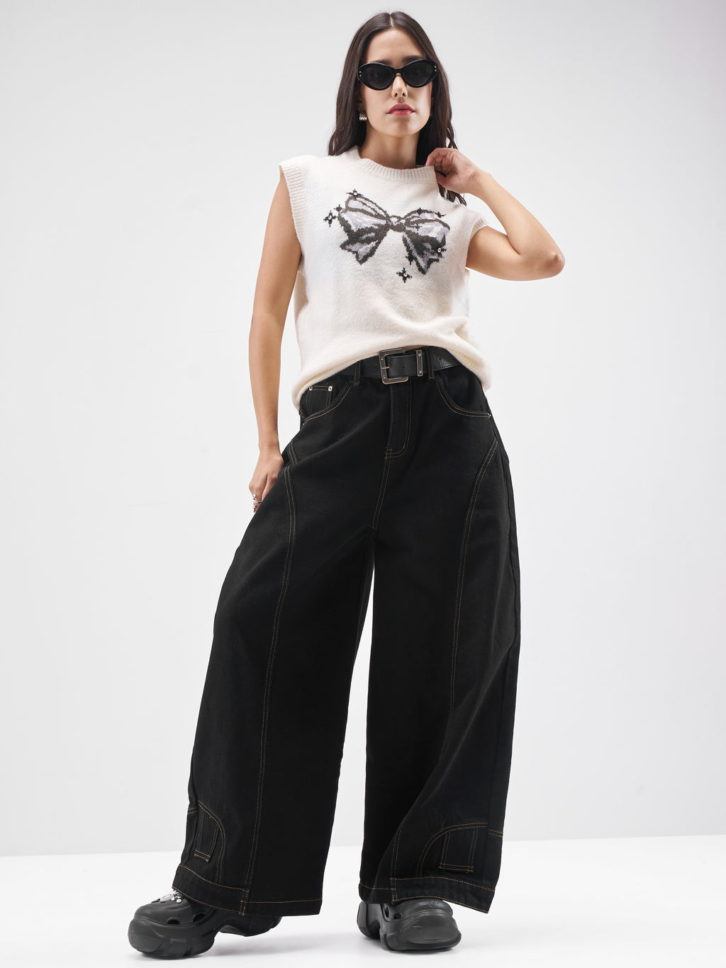 Street By Tokyo Talkies Women Off White Round Neck Sweater - Off White - Image 2