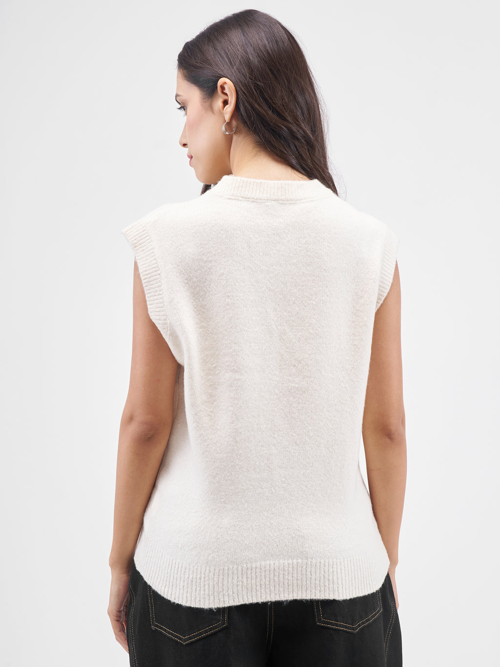 Street By Tokyo Talkies Women Off White Round Neck Sweater - Off White - Image 3