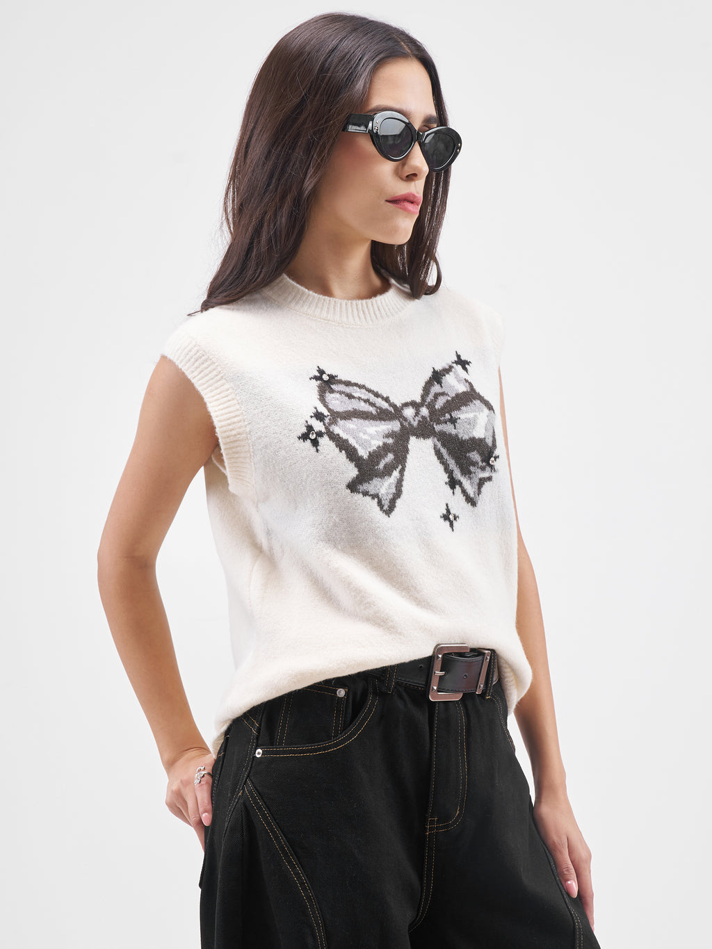 Street By Tokyo Talkies Women Off White Round Neck Sweater - Off White - Image 6