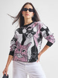 Tokyo Talkies Women Black Round Neck Sweater - Black - Image 1