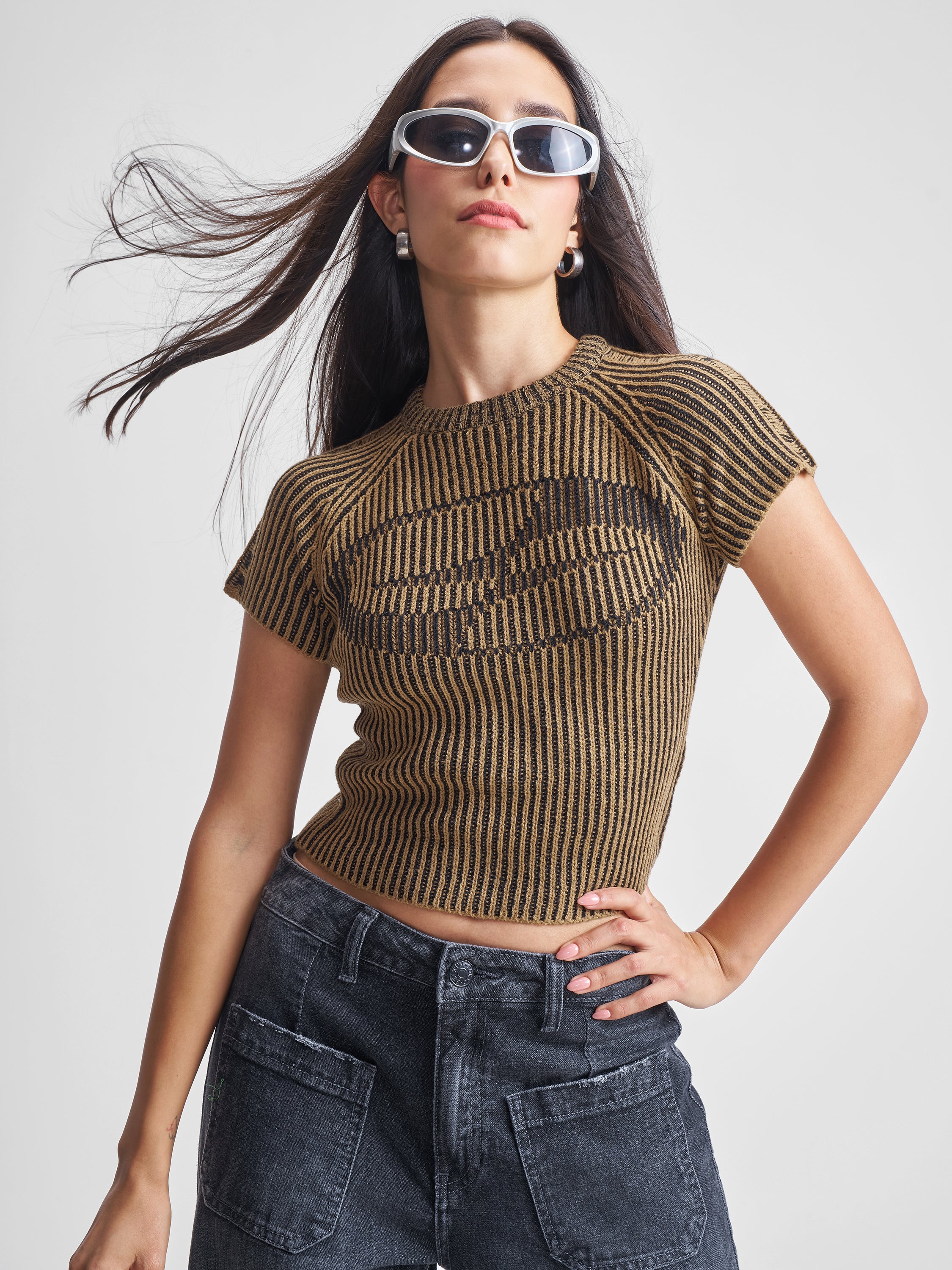 Tokyo Talkies Women Brown Round Neck Sweatshirts - Brown - Image 1