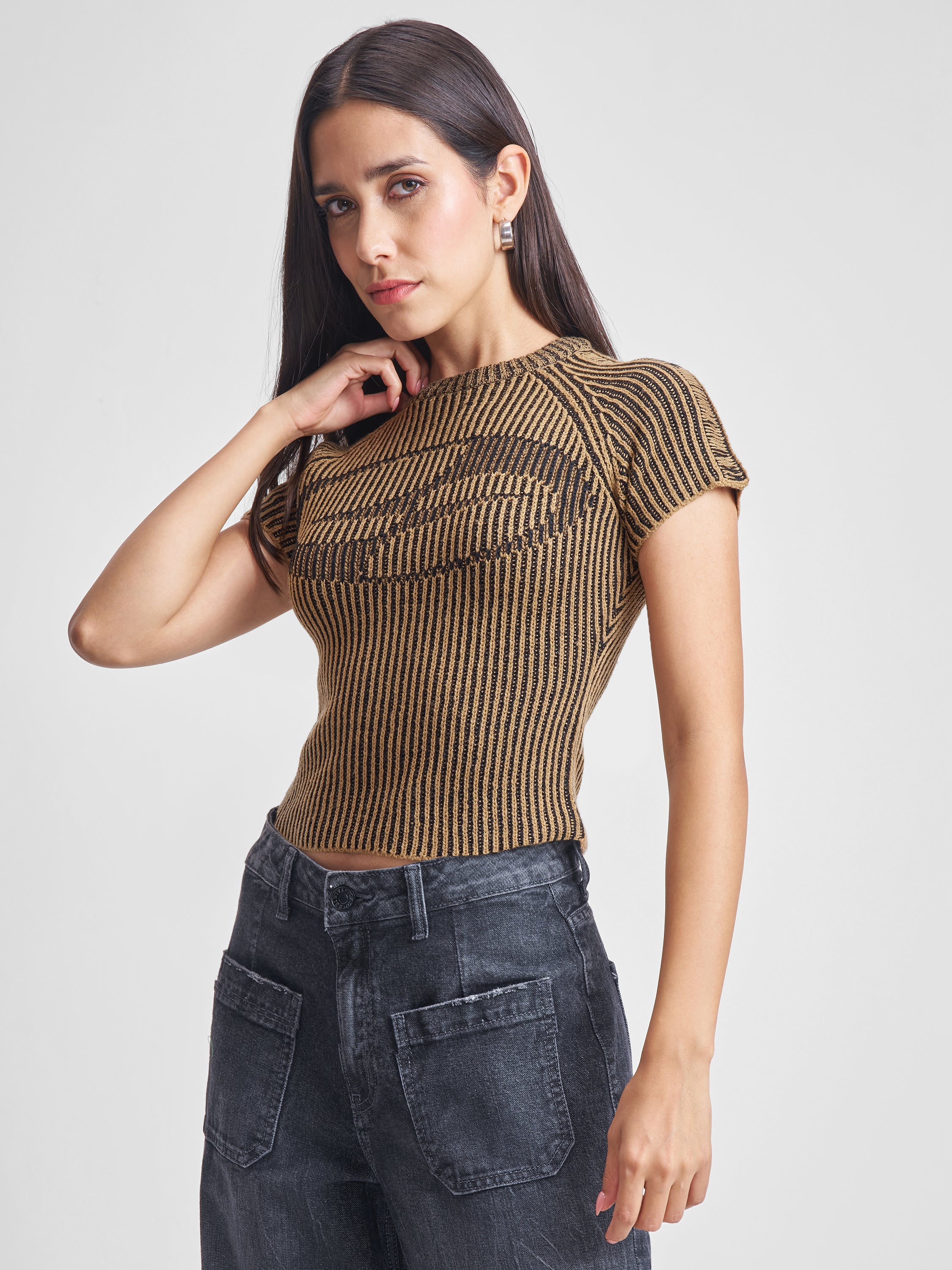 Tokyo Talkies Women Brown Round Neck Sweatshirts - Brown - Image 4