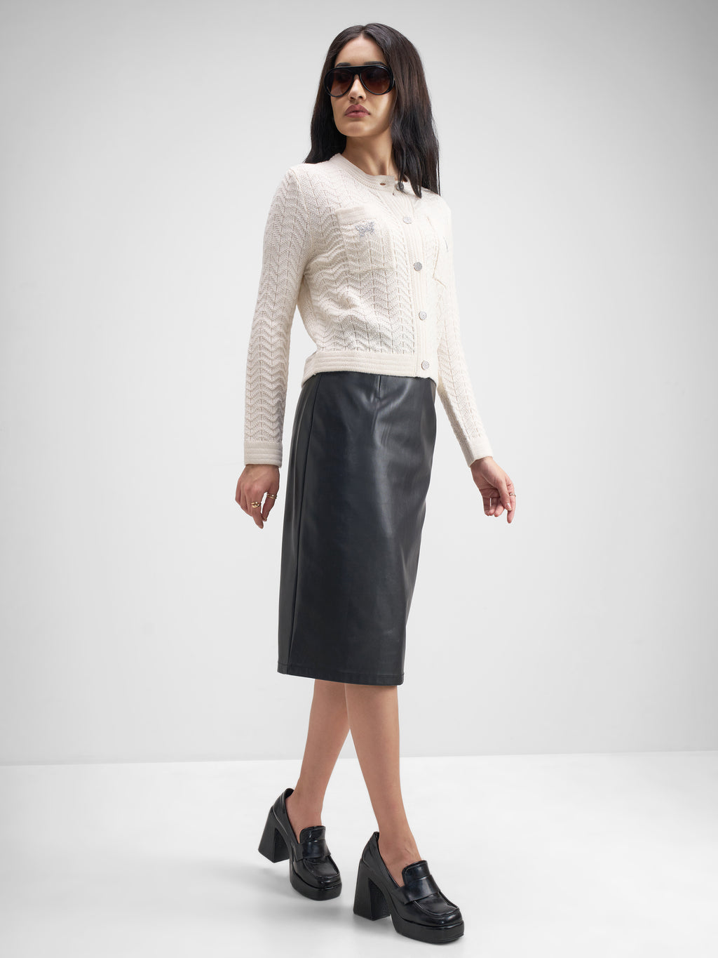 Tokyo Talkies Women Off White Round Neck Sweater - Off White - Image 2
