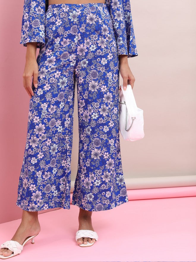 Tokyo Talkies Women Blue Crop Top With Trouser Co-Ords - Blue - Image 7