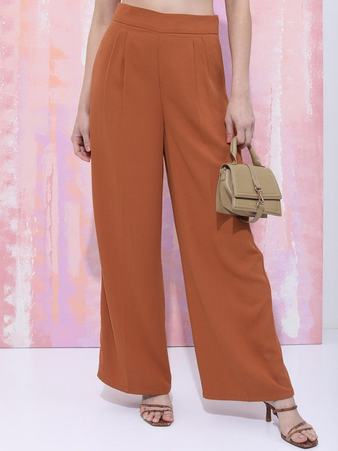 Tokyo Talkies Women Top With Trousers Clothing Set - Brown - Image 5