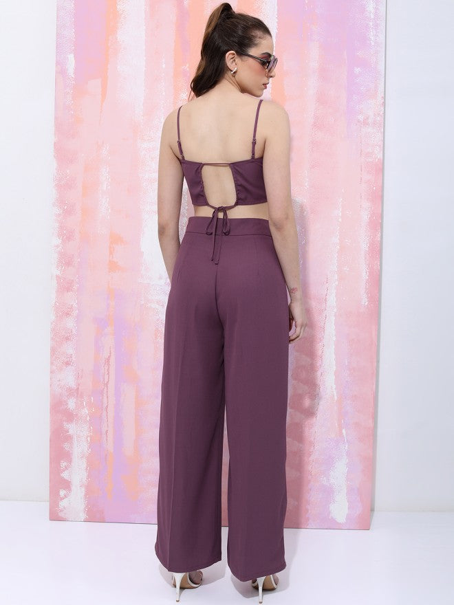 Tokyo Talkies Women Top With Trousers Clothing Set - Purple - Image 3