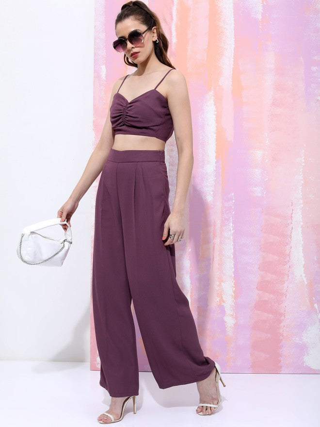 Tokyo Talkies Women Top With Trousers Clothing Set - Purple - Image 4