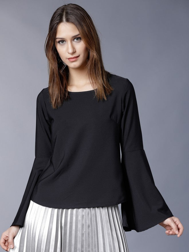 Women Black Solid Top - Black - Image 2