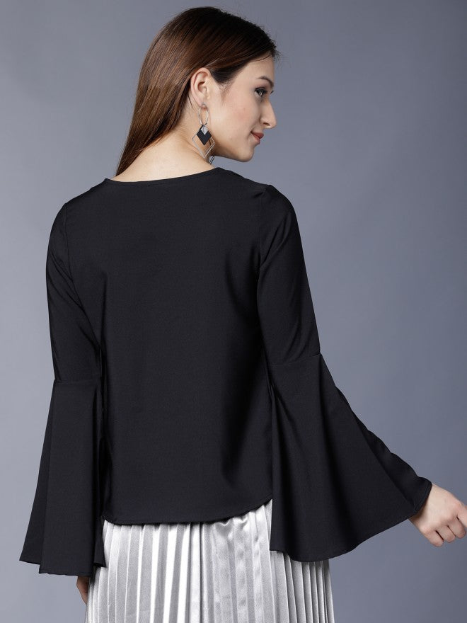 Women Black Solid Top - Black - Image 3